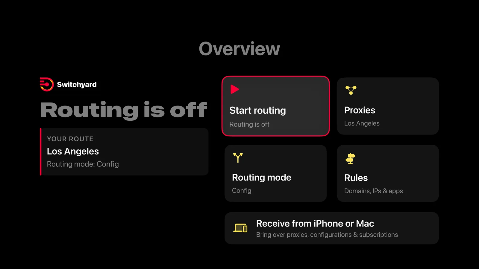 Switchyard on Apple TV